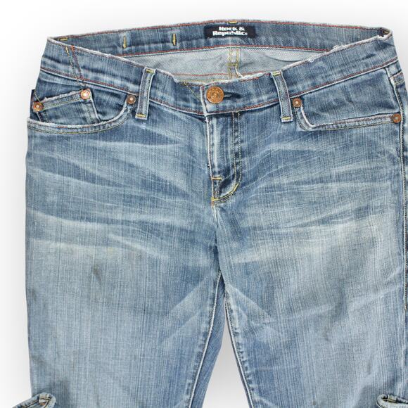 28 Rock&Republic ROTH Cut7648 (actual 32x30) Boot Flare Distress Faded - Picture 3 of 5